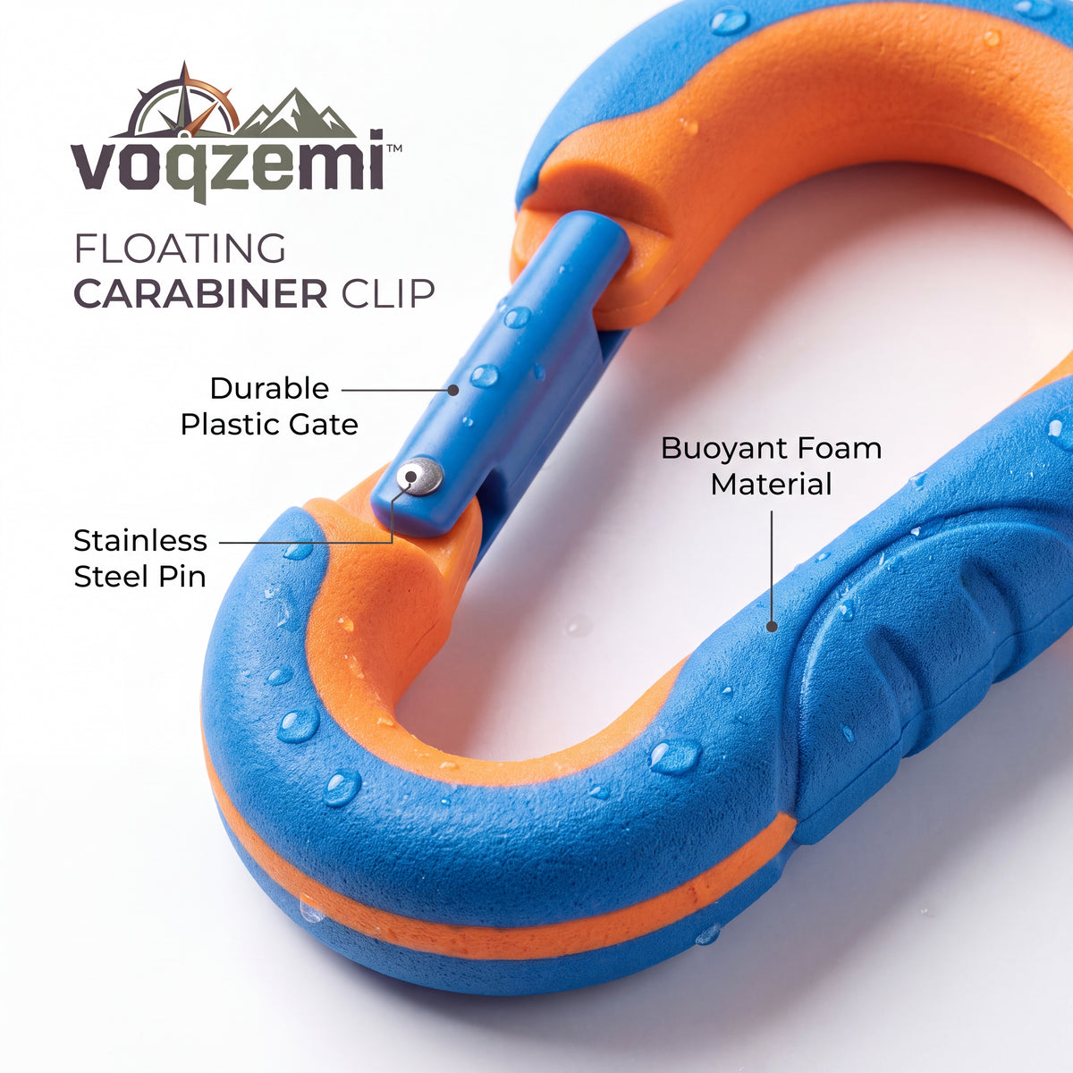 𝙫𝙤𝙦𝙯𝙚𝙢𝙞™ Floating Carabiner Clip – High-Visibility Buoyant Key Ring & Snap Hook for Boating, Kayaking, Fishing, and Watersports