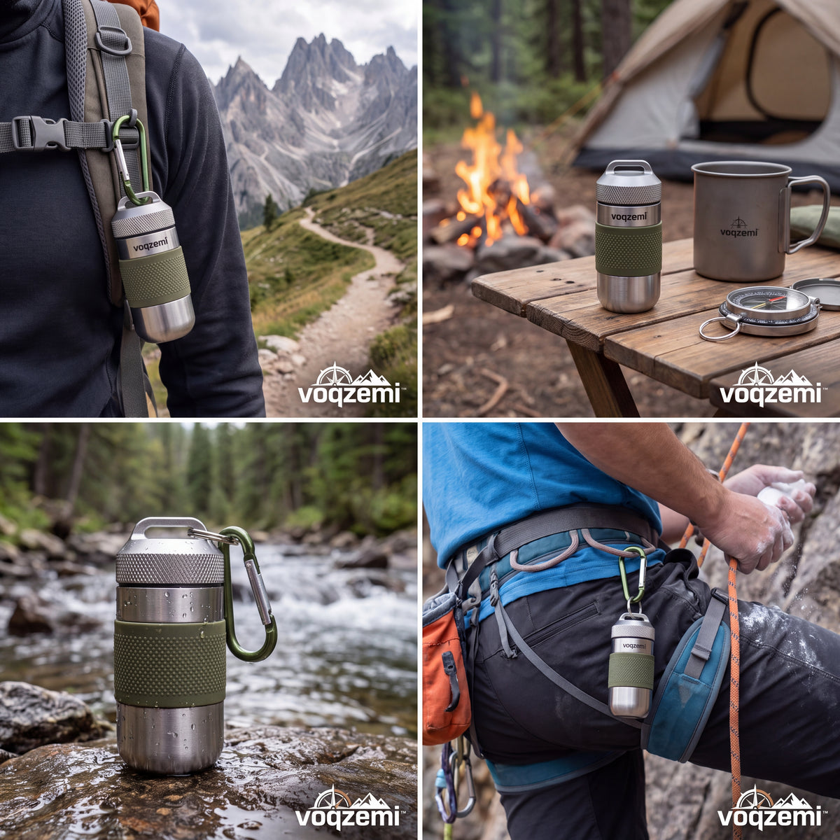 𝙫𝙤𝙦𝙯𝙚𝙢𝙞™ TrekCore Modular Gear Pod – Compact Waterproof EDC Storage Capsule with Carabiner, Rugged Metal Survival Container for Hiking, Camping, and Outdoor Travel