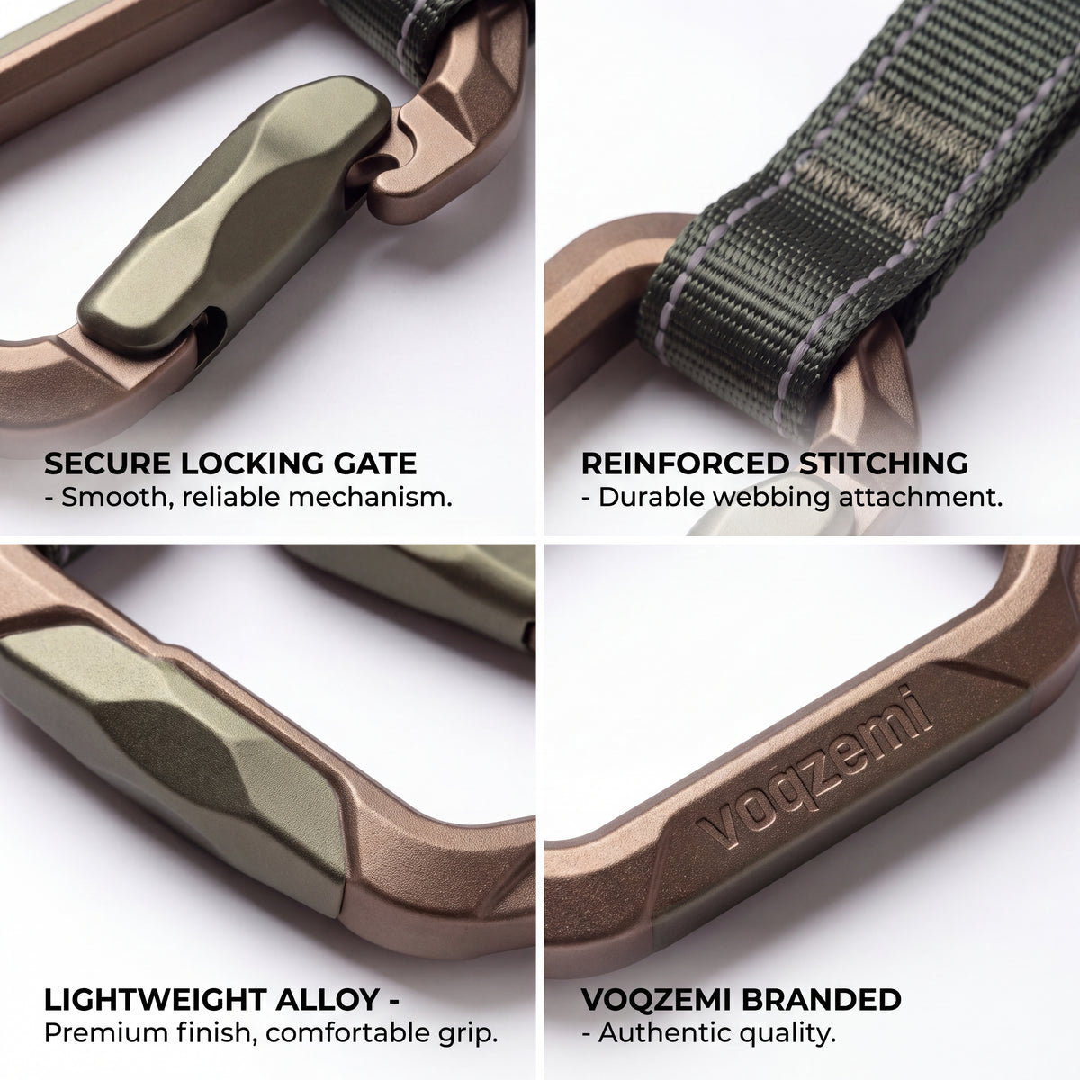𝙫𝙤𝙦𝙯𝙚𝙢𝙞™ ApexGrip Heavy-Duty Trekking Clip – Ergonomic Quick-Release Carabiner with Reflective Webbing Strap for Hiking, Backpacking & Outdoor EDC