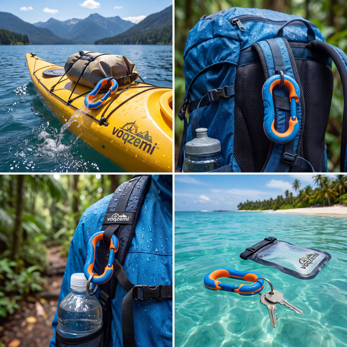 𝙫𝙤𝙦𝙯𝙚𝙢𝙞™ Floating Carabiner Clip – High-Visibility Buoyant Key Ring & Snap Hook for Boating, Kayaking, Fishing, and Watersports