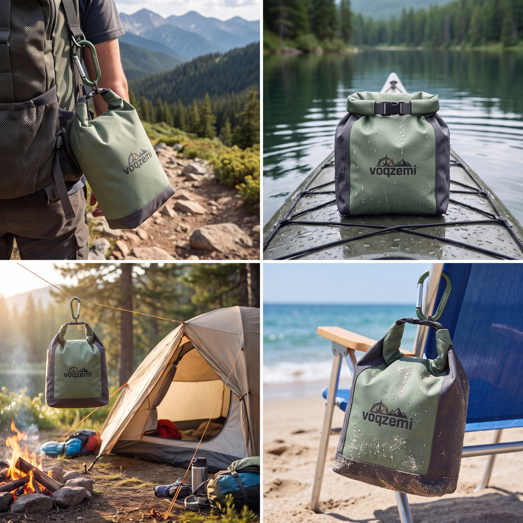 𝙫𝙤𝙦𝙯𝙚𝙢𝙞™ Hydro-Clasp Waterproof Dry Bag – Magnetic Roll-Top Packable Storage Sack with Aluminum Carabiner Clip for Kayaking, Hiking, Camping & Travel