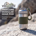 𝙫𝙤𝙦𝙯𝙚𝙢𝙞™ TrekCore Modular Gear Pod – Compact Waterproof EDC Storage Capsule with Carabiner, Rugged Metal Survival Container for Hiking, Camping, and Outdoor Travel