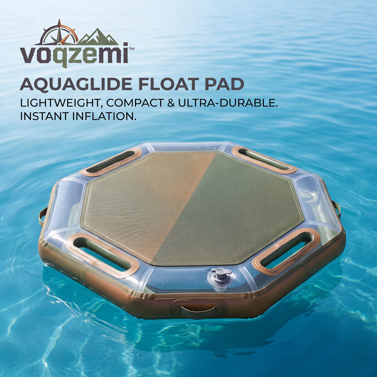𝙫𝙤𝙦𝙯𝙚𝙢𝙞™ AquaGlide Inflatable Octagonal Float Pad – Ultra-Durable Portable Water Mat & Floating Lounge with Heavy-Duty Grab Handles for Lake, Pool & Ocean