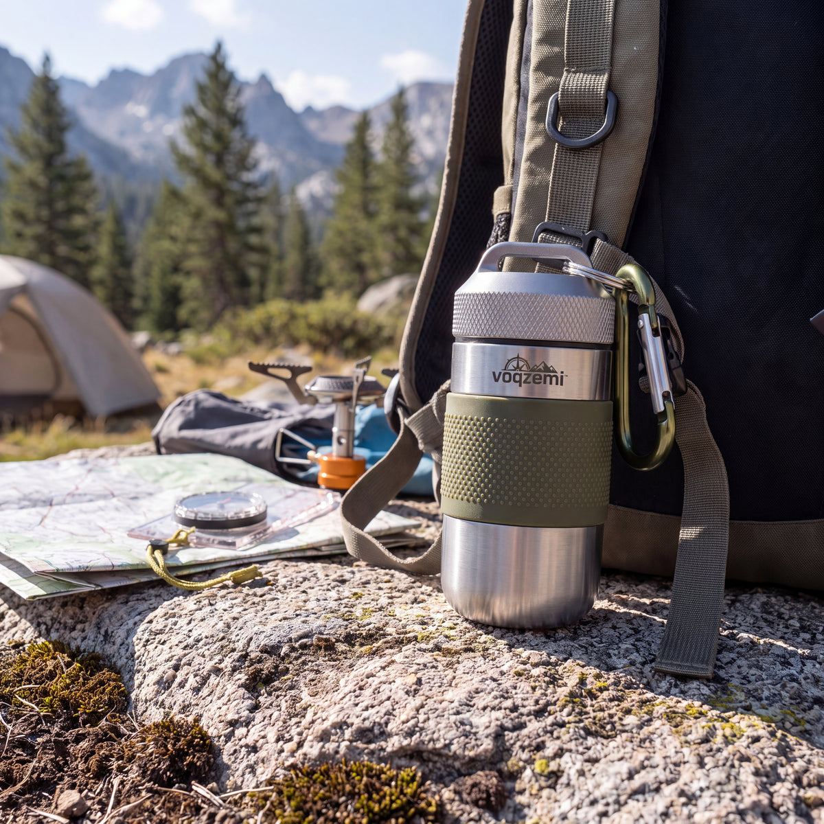 𝙫𝙤𝙦𝙯𝙚𝙢𝙞™ TrekCore Modular Gear Pod – Compact Waterproof EDC Storage Capsule with Carabiner, Rugged Metal Survival Container for Hiking, Camping, and Outdoor Travel