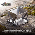 𝙫𝙤𝙦𝙯𝙚𝙢𝙞™ Ultralight Foldable Fire Pit & Camping Stove, Portable Wood Burning Backpacking Grill
