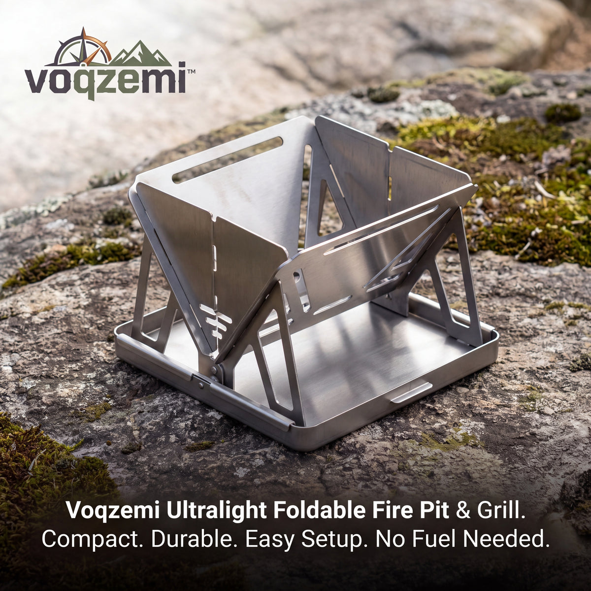 𝙫𝙤𝙦𝙯𝙚𝙢𝙞™ Ultralight Foldable Fire Pit & Camping Stove, Portable Wood Burning Backpacking Grill