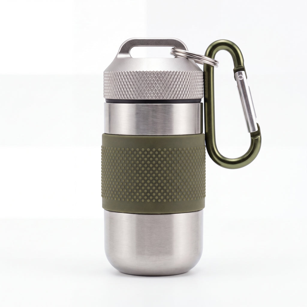 𝙫𝙤𝙦𝙯𝙚𝙢𝙞™ TrekCore Modular Gear Pod – Compact Waterproof EDC Storage Capsule with Carabiner, Rugged Metal Survival Container for Hiking, Camping, and Outdoor Travel