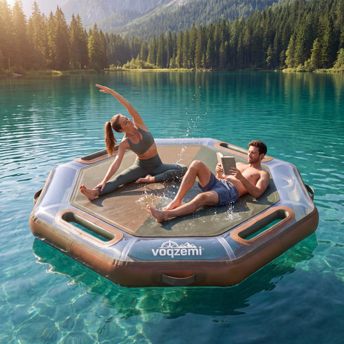𝙫𝙤𝙦𝙯𝙚𝙢𝙞™ AquaGlide Inflatable Octagonal Float Pad – Ultra-Durable Portable Water Mat & Floating Lounge with Heavy-Duty Grab Handles for Lake, Pool & Ocean